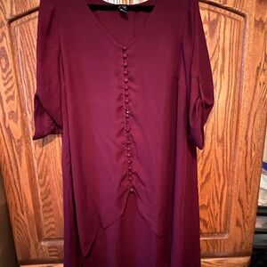 Torrid Burgundy Button-Front Tunic